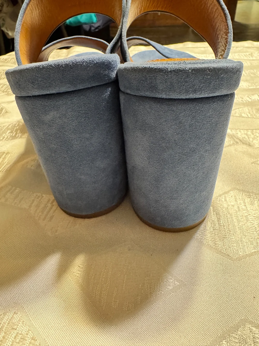 Chloe Blue Suede Platform Mule Sandals